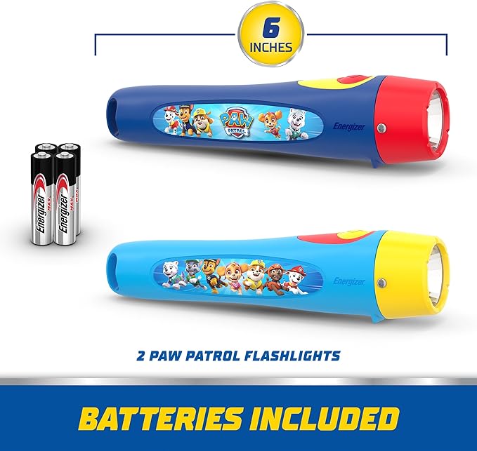 Energizer PAW Patrol Flashlights (2-Pack), Paw Patrol Toys for Boys and Girls, Great Lightweight LED Flashlights for Kids (Batteries Included)