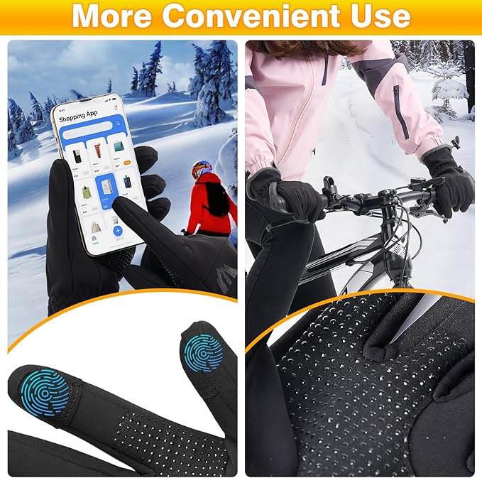 Moon Kitty Women?™s Winter Waterproof Running Gloves Windproof Thermal with Touchscreen Fingers Cold Weather Gloves for Women