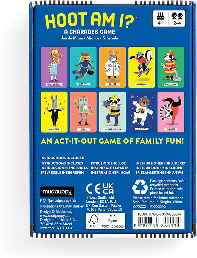 Mudpuppy Hoot Am I! – an Adorable Version of Classic Charades Game with Fun and Easy to Recognize Characters for Children