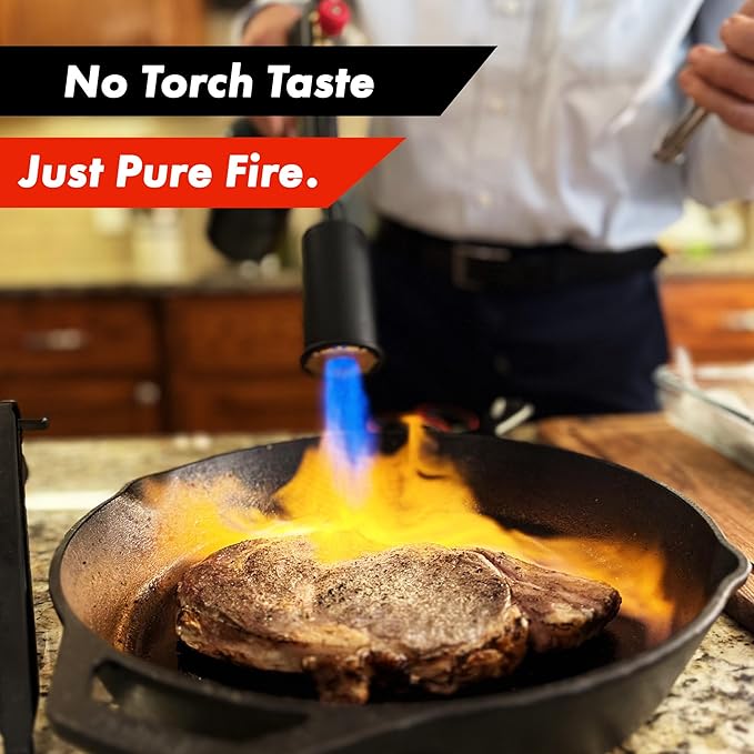 Grillblazer Su-VGun Propane Torch with Stand – High Power 240,000+ BTU Flame Thrower Gun for Instant, Steak Searing, Charcoal Ignition, Backyard BBQ, Campfire, Outdoor Cooking – Handheld Blowtorch