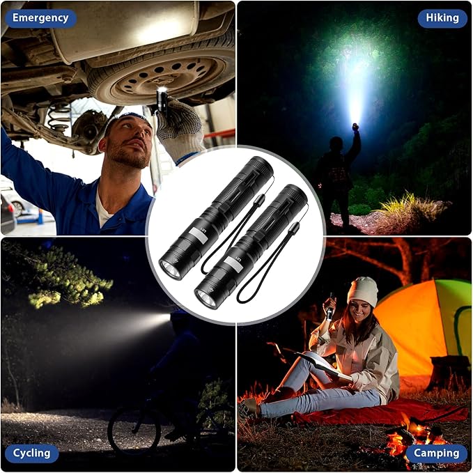 L21 2PCS Rechargeable Flashlight Super Bright 3000 High Lumens, 5 Modes Pocket Flashlight USB-C, Compact Flashlights for Emergency, Home (Black-2)