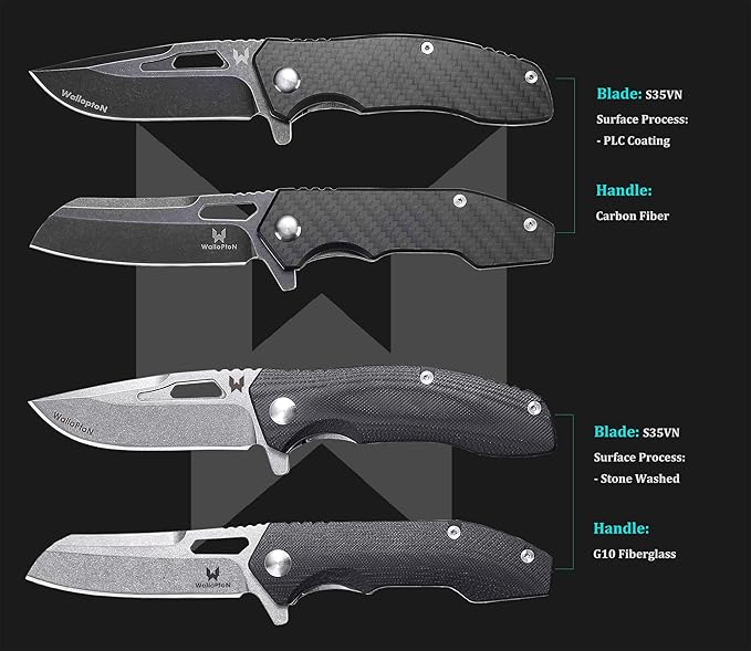 Camping Folding Knife - S35VN Powder Steel G10 Handle Comfortable Grip - Great for Cutting Hunting Hiking Survival, Father’s Day Gifts for Men Husband Dad. Include Sheath & Screwdriver