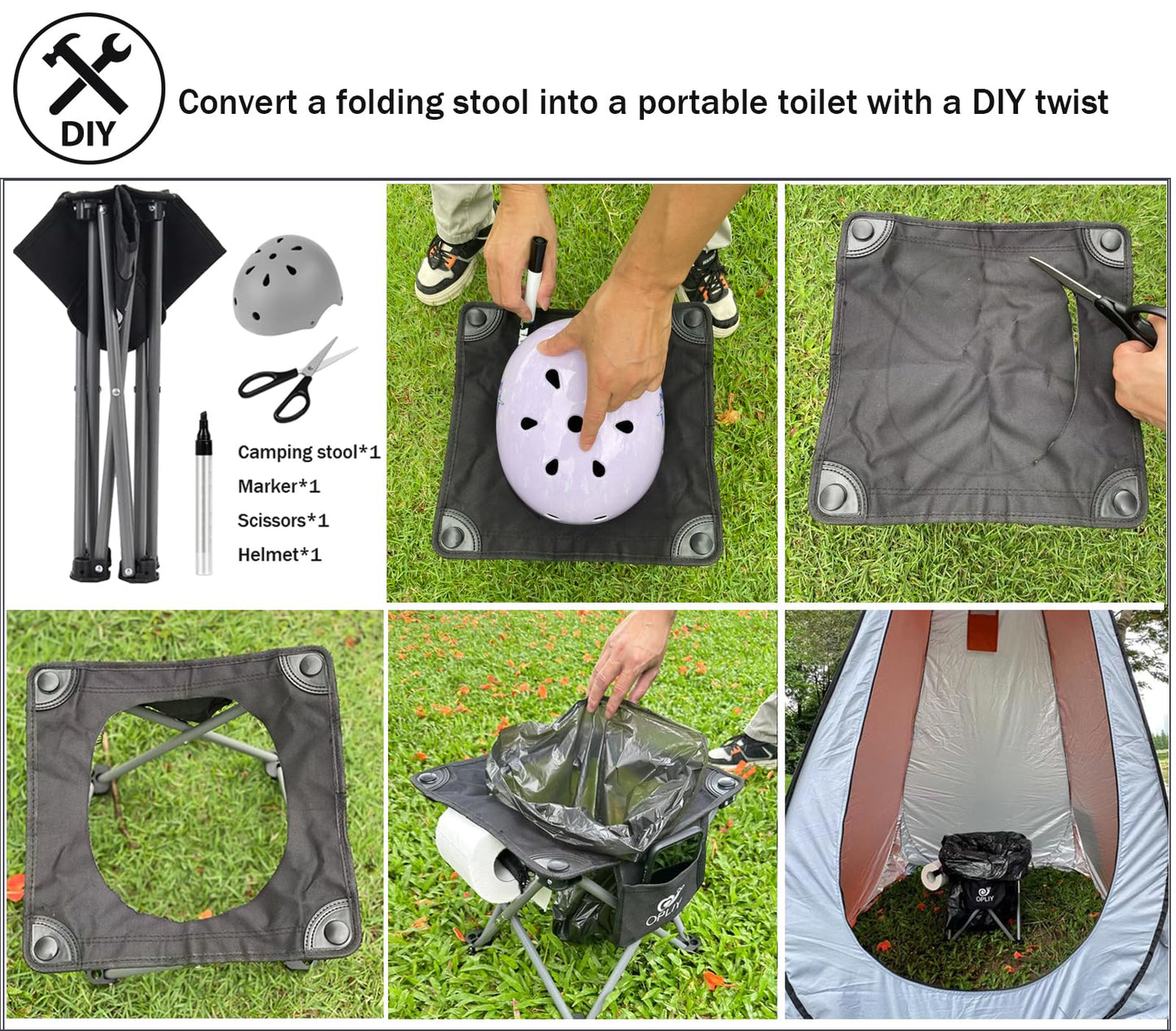 Opliy Camping Stool 2 Pack,13 Inch Portable Folding Stool for Outdoor Gardening and Beach Hiking