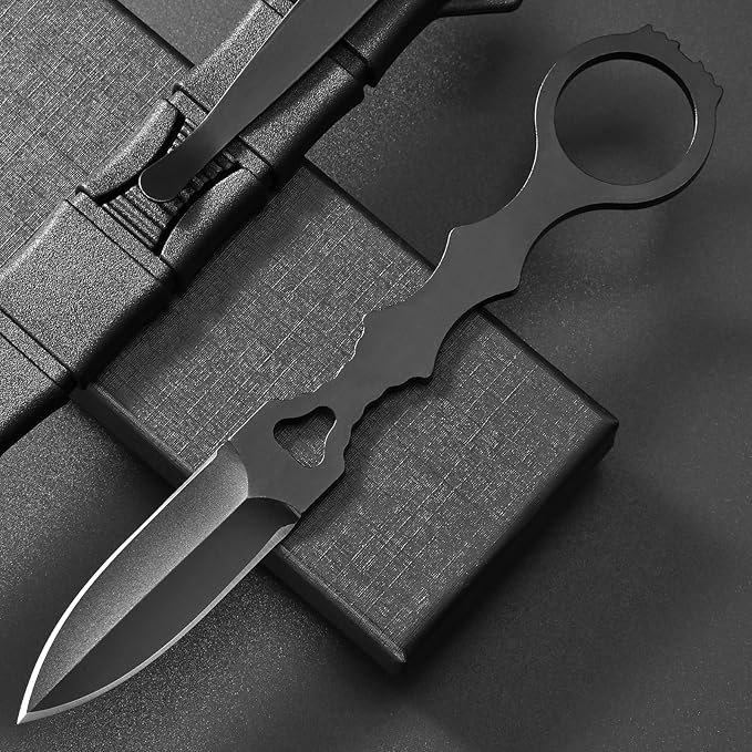 GTK397 Cool Fixed Knife D2 Steel Blade Stainless Steel Handle EDC Tool Knifes for Outdoor Camping Adventure Survival(B)