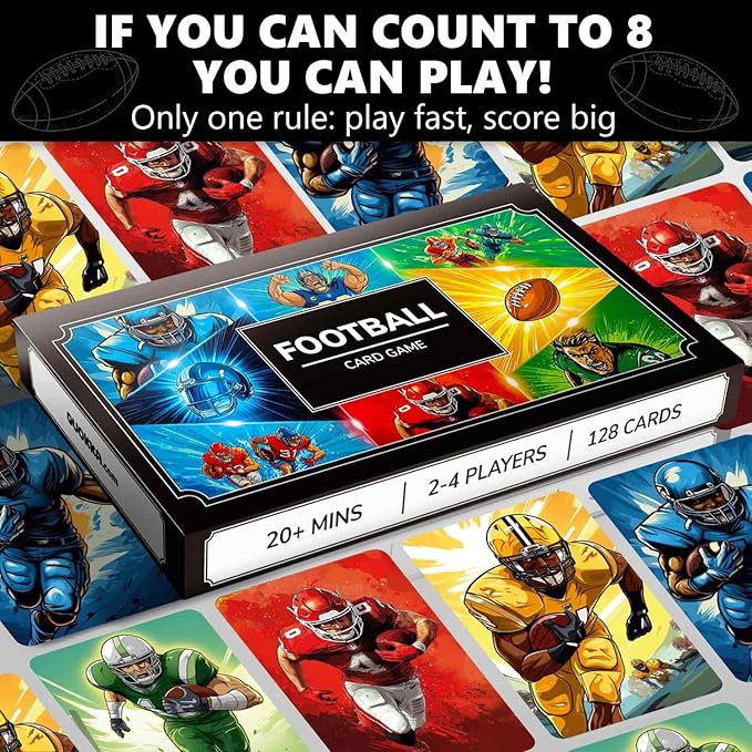 QUOKKA Football Fast-Paced Card Game for Kids & Adults ??128 Cards & Easy Rules ??Quick & Fun Matching Game ??2-8 Players ??Ages 8+ ??Perfect for Family Games Night, Travel and Parties