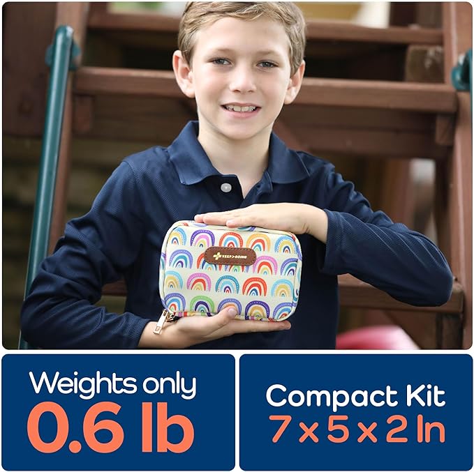 KeepGoing Travel First Aid Kit for Kids ??130 Pc. for Car, Home, Purse, Diaper Bag & Backpack with Latex-Free Bandages - Mini First Aid Kit Travel Size TSA-Approved