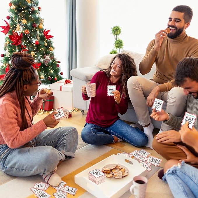Leitee Christmas 5 Second Game Question Cards and 5 Second Hourglass Family Card Game Simple Questions for Party Travel Night Sleepovers Think Fast and Shout Out Answers (110 Pcs,Classic Style)