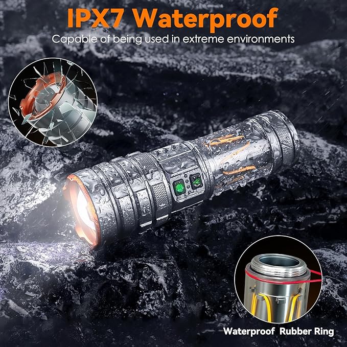 LED Flashlights High Lumens Rechargeable, 90000 High Lumens Super Bright Flashlight Camping with 11 Modes & Waterproof, Powerful Handheld Flashlight for Camping Emergencies, Outdoor, Hiking, Working