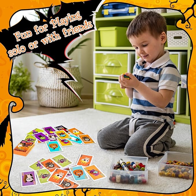 1 Deck 6 In1 Halloween Kids Card Games Go Fish Old Maid Slap Jack for Ages 4 and up Boys Girls Family Board Game Night Basket Stuffers Party Favor Gift Classroom Activity Supply 2-6 Players
