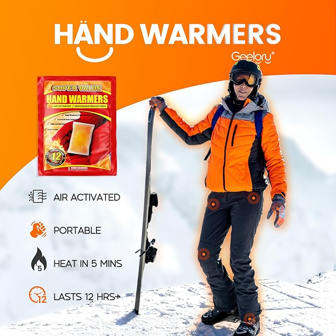 Hand Warmers Disposable 500/375/240/125/90/55/30 Pcs, Long-Lasting Up to 12 Hours for Warm Body, Safe Portable Hand Warmers for Camping, Fishing, Winter for Women Men Mom Dad