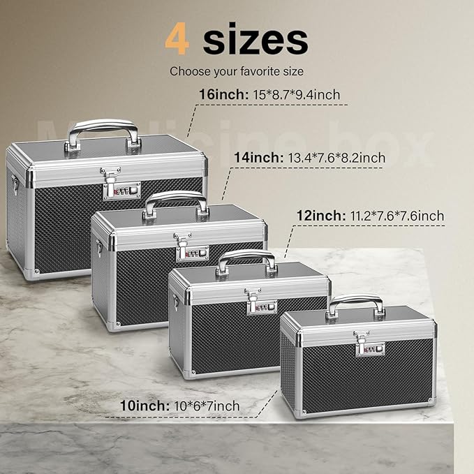 Medicine Lock Box with Combination Lock - 15 x 8.7 x 9.4 Inches - First Aid Safe Medication Storage Box, Personal Items Safe Case for Home and Outdoor - Black