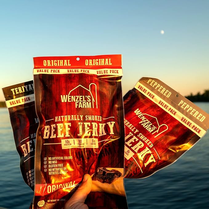 Wenzel's Farm Peppered Beef Jerky 10 oz. | Value Pack | Naturally Smoked | No MSG, Fillers, Binders, Artificial Colors | Gluten Free