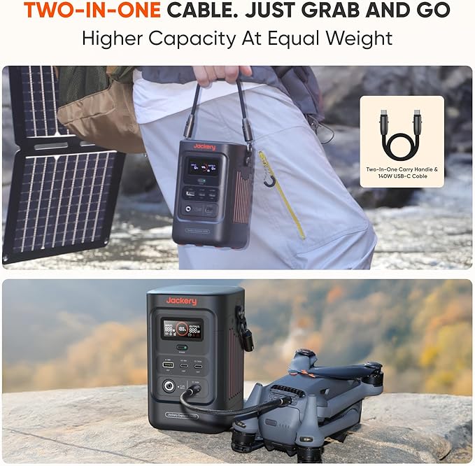 Jackery Explorer 240D Power Bank, 256Wh LiFePO4 Battery Portable Power Station, 200W DC Output, Charging Cable Included,1-Hour Fast Charging, Compact for Outdoor Camping, Travel, Emergencies