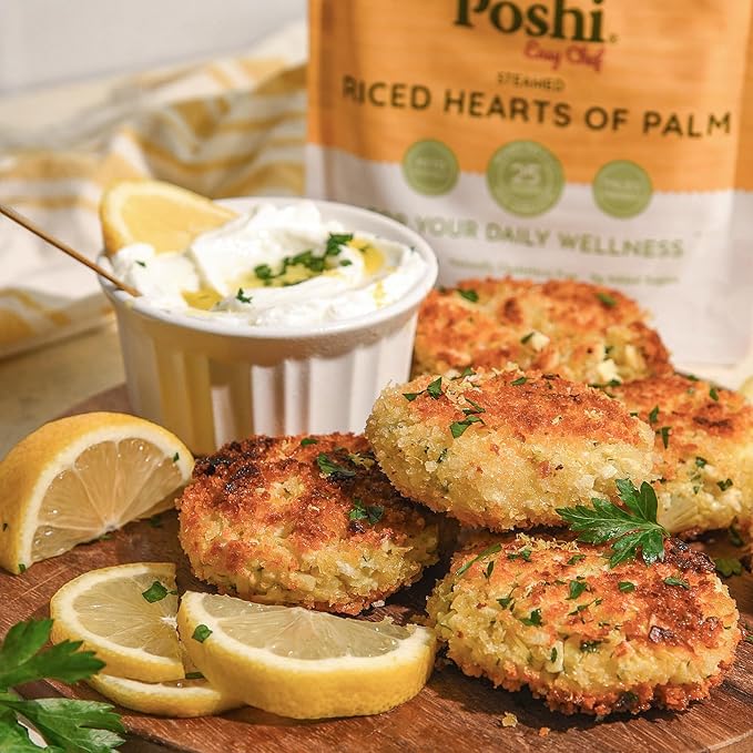 POSHI Riced Heart Of Palm | All Natural, Fully Cooked, Ready to Eat, Non-GMO, Low Calorie + Carb, Gluten Free, Vegetable Rice, Meals, On The Go, Plant-Based, Healthy, Veggies (7oz, 6 Pack)