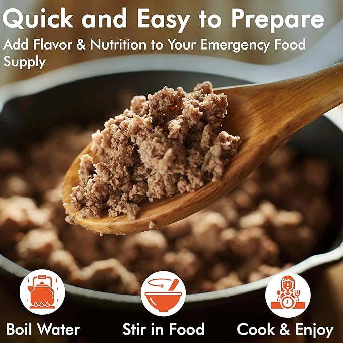 Numanna Freeze-Dried Seasoned Ground Beef Bucket 36 Servings | Over 25g Protein per Serving | Hamburger for Camping, Meal Prep, Pantry Staple, Emergency Survival Food | 25+ Year Shelf Life | USA Made
