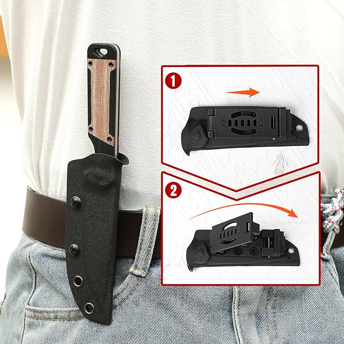 Kizer Militaw Fixed Blade Knife with Sheath, Nitro V Blade Camping Knife with G10 & Micarta Handle, Fixed Blade EDC Knives for Men Women Gift, Outdoor Hunting Hiking Survival Knives 1067A2