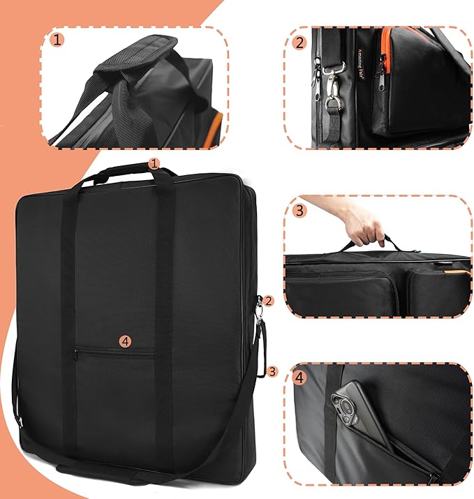 Solar Panel Storage Bag Compatible with 2 Jackery 200W, Padded Portable Solar Panel Travel Bag Compatible with Jackery SolarSaga 100W 100X 200W