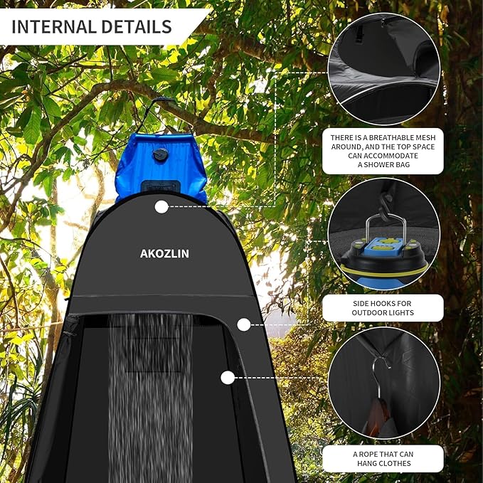 AKOZLIN Portable Pop Up Shower Tent Instant Privacy Dressing Changing Tent Outdoor Shower Room Camp Toilet Tent