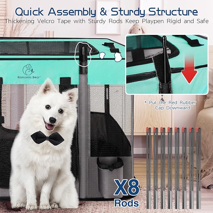 40x32x24 Inches Dog Playpen,Pet Playpen,Foldable Puppy Cat Playpen,Portable Exercise Kennel Tent Crate,Water-Resistant Breathable Shade Cover,Indoor Outdoor Travel Camping Use for Small Animals(L)