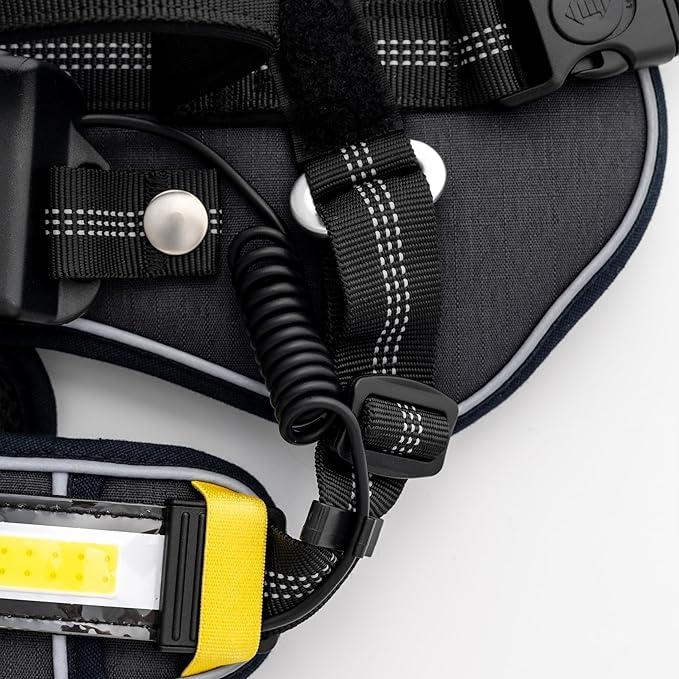 Lumi One LED Dog Harness for Night Visibility and Safety, Patent Pending – High-Visibility Light-Up Dog Vest with 1000 Lumen LED, Rechargeable Battery, Adjustable Fit, Reflective Trim (Black, Medium)