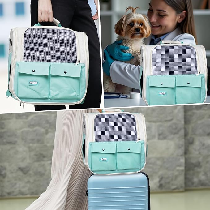 Pet Backpack Carrier for Small Dogs, Cats, Kittens, Rabbits ??Airline Approved Travel Bag with Breathable Mesh and Padded Straps ??Soft-Sided Cat Carrier Backpack for Hiking, Camping, Trips