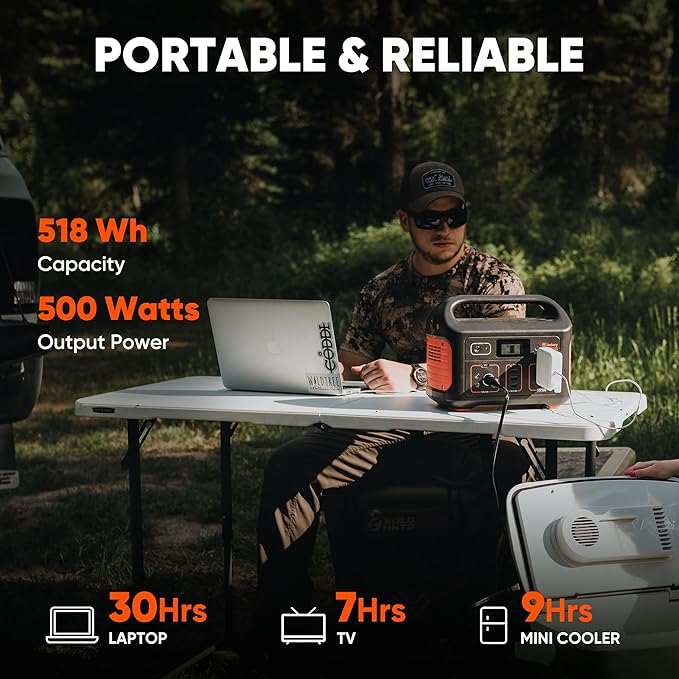 Jackery Portable Power Station Explorer 500 and 16.4 Ft Extension Cable, 518Wh Solar Generator Lithium Battery Pack with AC Outlet for Home Use, Emergency Backup,Road Trip (Solar Panel Optional)
