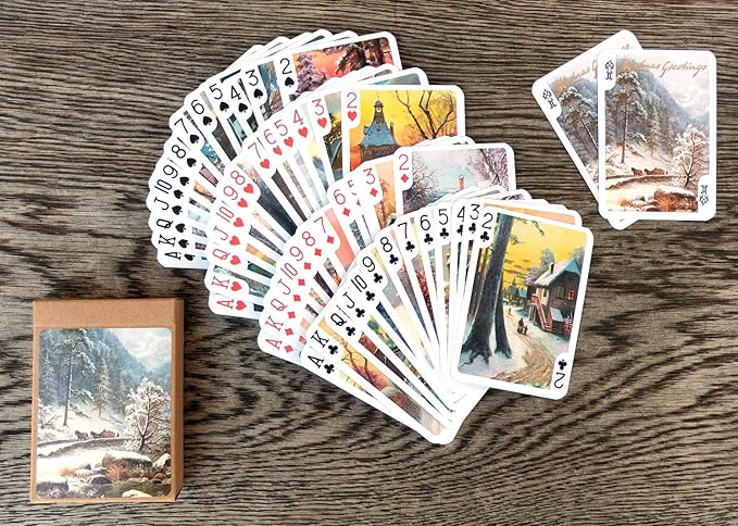 Winter Forest Playing Cards (Poker Deck 55 Cards All Different) Christmas Winter Forest Rural Pastoral Landscapes Vintage Photo Postcards