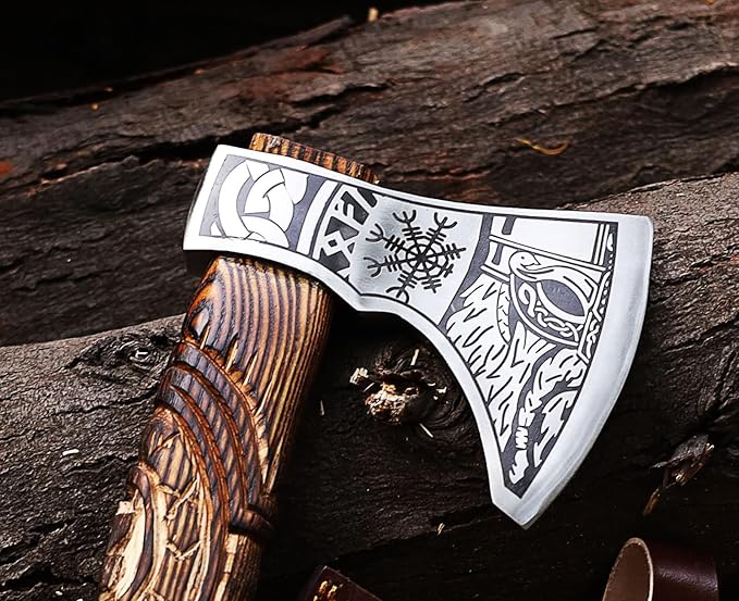 Excellent Blades | 17" Hand Forged Viking Axe with Sheath | Bearded Norse Axe | Decorative Handmade Axe | Carbon Steel Hatchet | Ragnar Axe | Gift for Men – Birthday, Anniversary, Christmas (EBX-01)