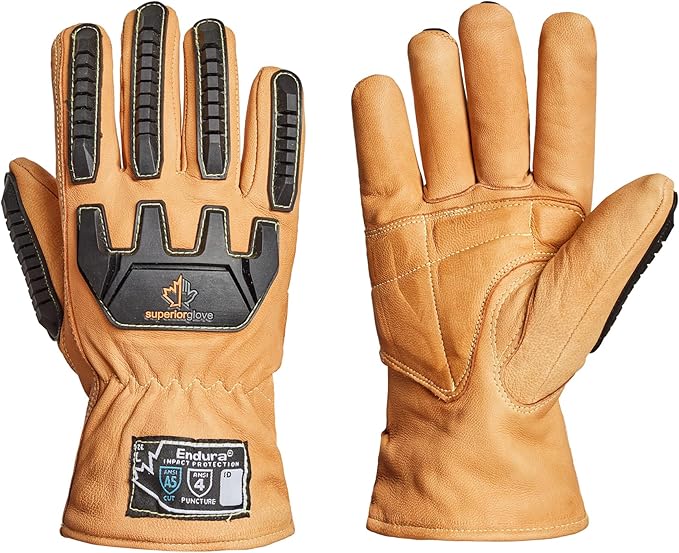 Superior Glove Endura Cut and Impact Resistant Leather Work Gloves – Insulated for Cold Winter Temperatures – 378KGTVB Large (Pack of 1 Pair)