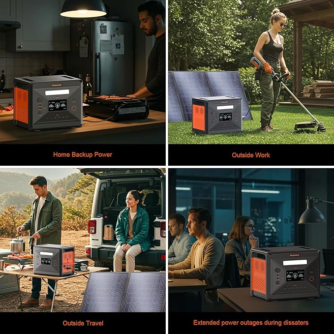 Greenery 2500W Portable Power Station, 2304Wh Large Capacity Solar Generator with 200W Solar Panel, BMS Emergency Power Station for Home Backup, Camping, Outdoor Battery Backup
