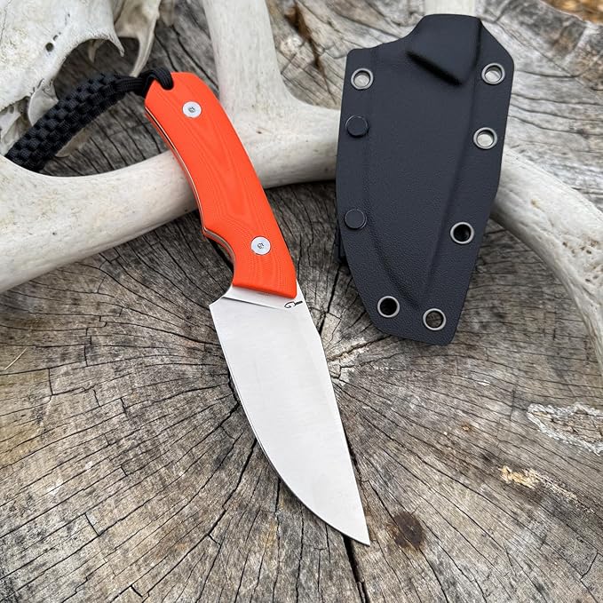 CIVIVI Gander Fixed Blade Knife with Kydex Sheath, 3.63" 14C28N Blade Full Tang Knife G10 Handle, Designed By Matt Gentry for Hunting Camping EDC C24058B-1 (Orange)