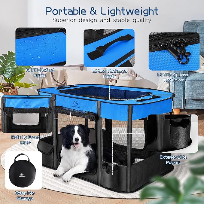 40x32x24 Inches Dog Playpen,Pet Playpen,Foldable Puppy Cat Playpen,Portable Exercise Kennel Tent Crate,Water-Resistant Breathable Shade Cover,Indoor Outdoor Travel Camping Use for Small Animals(L)