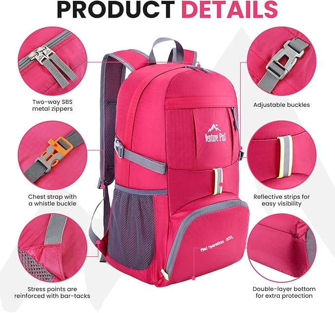 Venture Pal 35L Ultralight Lightweight Packable Foldable Travel Camping Hiking Outdoor Sports Backpack Daypack