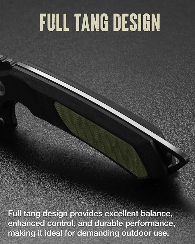 Mossy Oak 8 Inch Fixed Blade Knife with Kydex Sheath, D2 Steel Full Tang Outdoor Camping Knife, G10 Handle for Bushcraft, Survival, Camping, Hiking
