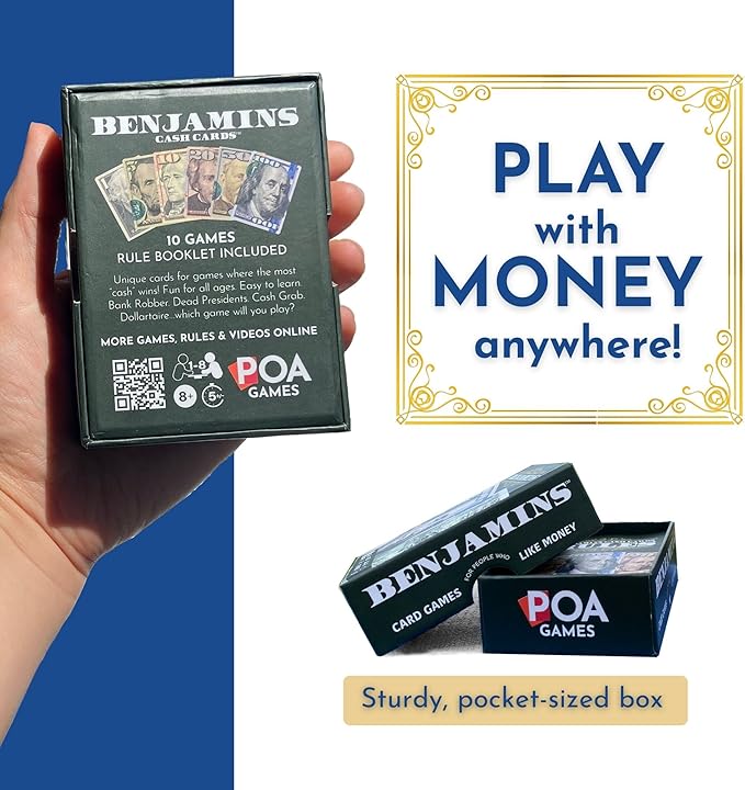 Benjamins Cash Cards ??Money-Themed Card Games for Adults, Teens & Families, Fast-Paced Strategy Card Games for Parties, Entertaining & Fun Games for Family Night. Play with Money.