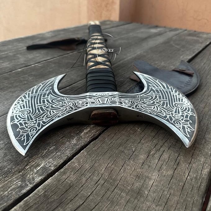 MDM-Ax106 24" Double Headed Viking Axe ??Handmade High Carbon Steel Battle Axe with Rosewood Shaft | Double Sided Dane Axe | Custom Gift for Men | Christmas