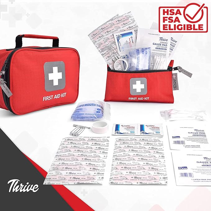 Thrive First Aid Kit (154 Pieces) - Family Safe First Aid Bag Packed w/Hospital Grade Medical Supplies ??Emergency kit