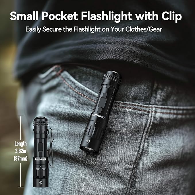 Small EDC Flashlight, 1100 High Lumens Rechargeable Pocket Light, Multi-Mode LED Flashlight with Clip for Everyday Carry and Emergencies