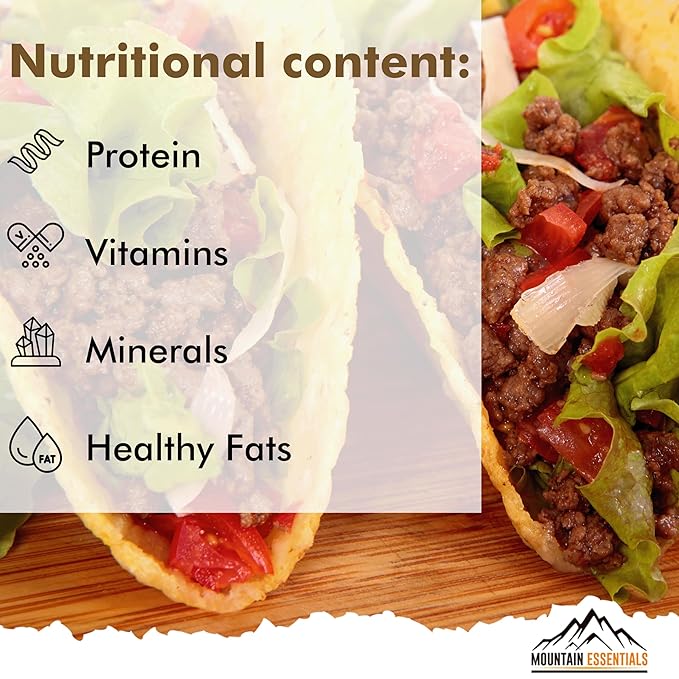 MOUNTAIN ESSENTIALS Freeze-Dried Pork Sausage Crumble ??Fully Cooked & Ready to Eat | Traditional Flavor | Premium Quality Everyday Meals, Camping & Emergency Survival Food | 10 Servings | Made in USA | 7-Year Shelf Life