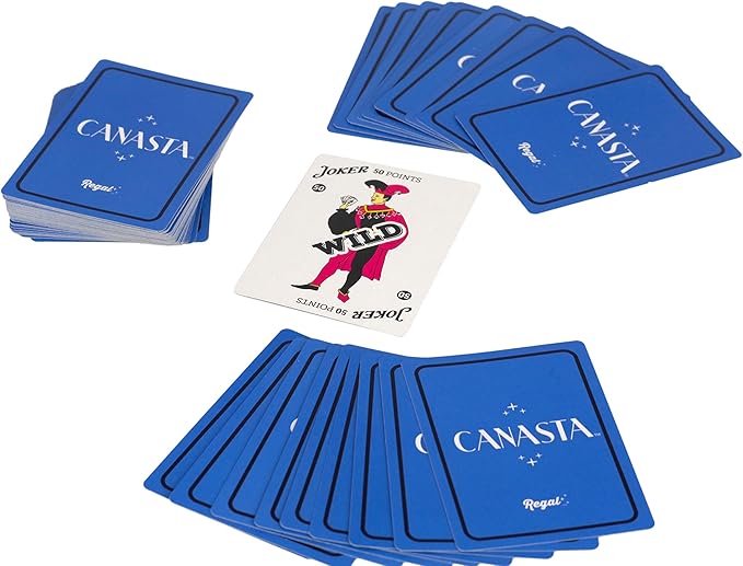 Regal Games Canasta Cards Set for Adults - Rummy Style 2-6 Player Card Games - Fun & Travel Playing Cards for Game Night (2 Decks, 54 Cards Each)