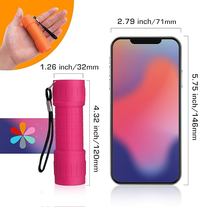 EverBrite 9-LED Flashlight 6-Pack Impact Handheld Torch Assorted Colors with Lanyard 3AAA Battery Included (Hurricane Supplies, Camping, Hiking, Emergency, Hunting)