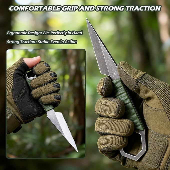 KOFERY Fixed Blade Knife with Sheath - Practical Tool for Everyday Carry, Outdoor Adventures, and Self Defense Requirements(Green)