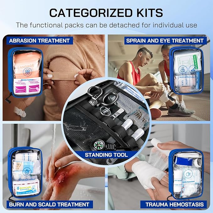 Professional 506 PCS First Aid Kit ??4-in-1 Detachable Emergency Medical Kit for Home, Car, Travel, Camping, Hiking, Workplace, Vehicle and Outdoor, Large First Aid Kit Survival