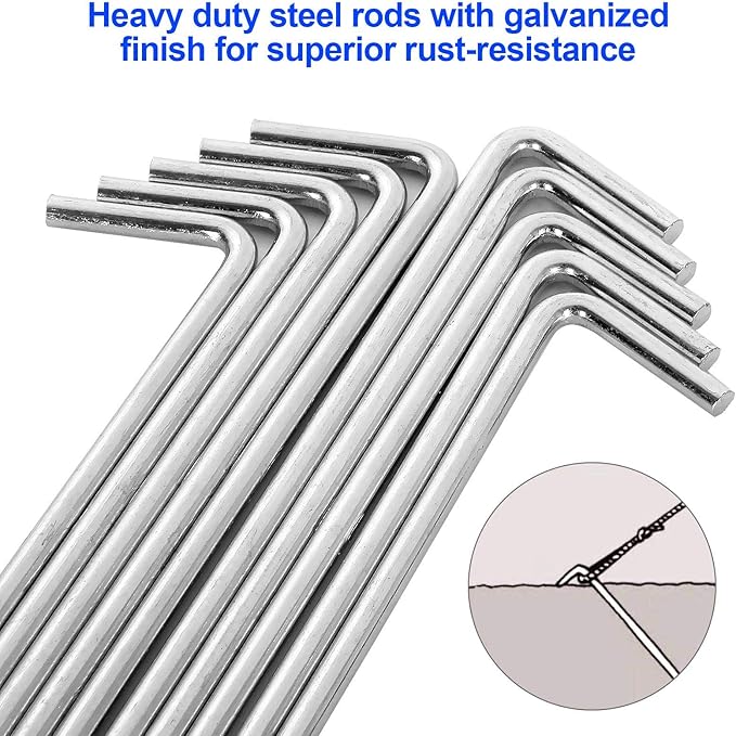 100 Pack Tent Stakes 6-3/4?�Galvanized Steel Metal Tent Stakes Pegs, Garden Stakes Edging Fence Hooks Pegs for Camping, Shelters, Tarp, Canopies, Christmas Decoration Stakes
