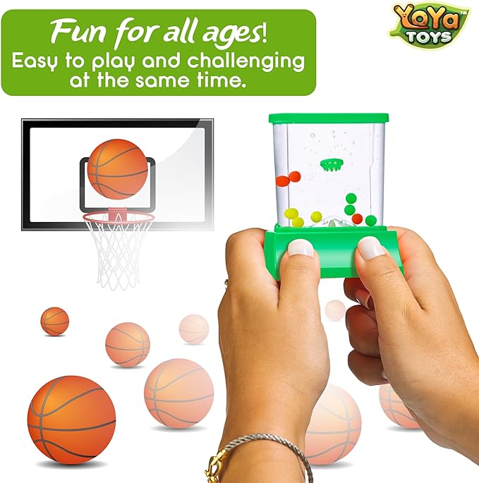 YoYa Toys Aqua Rings Handheld Water Game - Set of 2 - Water Ring Toss and Basketball Hoop Toy - Gift for Ages 3 4 5 6 7 8 9 - Nostalgic 80's 90's Retro Mini Games - Fun Car Road Trip Travel Activities
