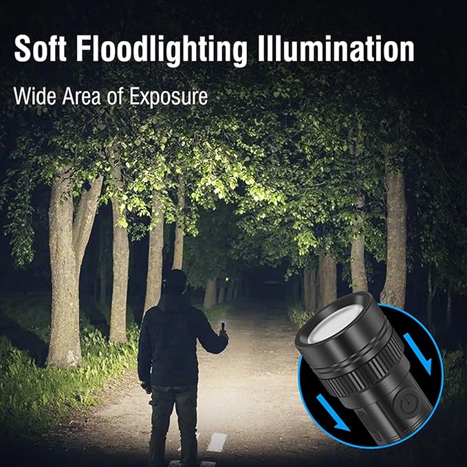 Rechargeable LED Flashlight High Lumens - 2 Pack Super Bright Small Tactical Flashlight Zoomable,4 Modes, IP64 Waterproof for Camping Emergency Repair Outdoor