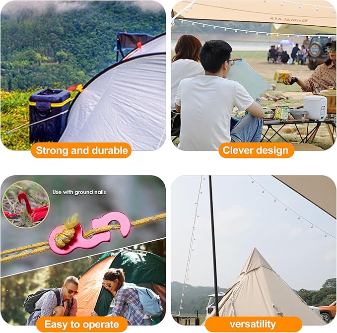 CoguZed 20Pcs Rope Tensioner and Tightener, Aluminum Alloy Camping Tent Guyline Cord Adjuster Camping of Gear, Tent Guyline & Paracord Tensioners, Hiking, Outdoor