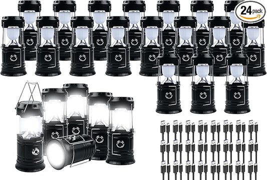 KunHe 24-Pack 1800mAh Collapsible Portable LED Camping Lantern Lightweight Waterproof USB Rechargeable LED Flashlight Kits for Indoor Outdoor Home Emergency Light Power Hiking