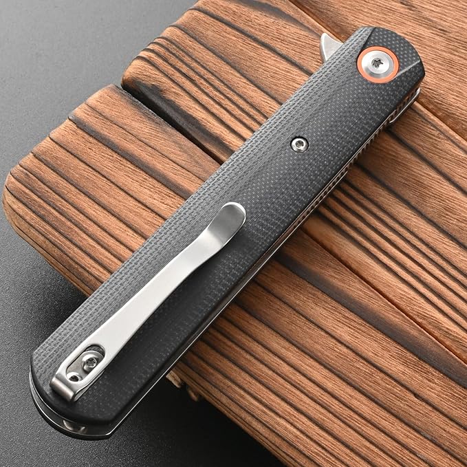 FF6 Folding Knife,D2 Steel Blade G10 Handle EDC Tool Knife for Camping,Hiking,Hunting,Fishing(Black)