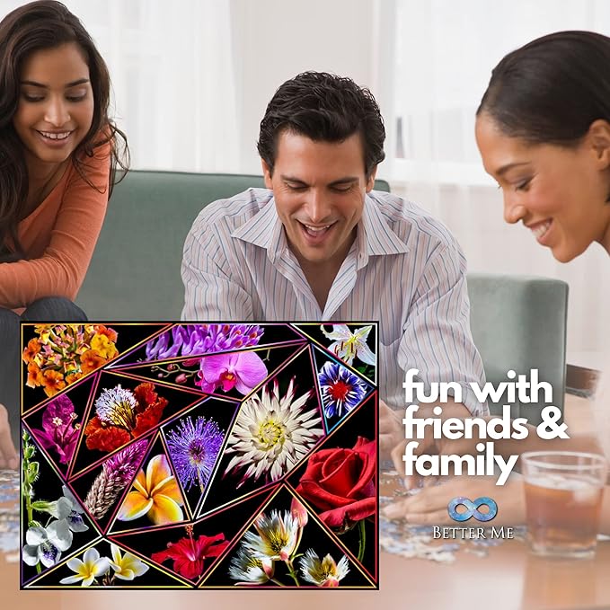 Better Me Flower Power 1000 Piece Puzzle for Adults - Flowers Jigsaw Puzzle 1000 Piece Collage